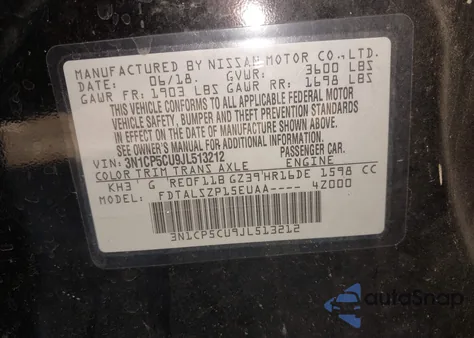 2018 Nissan Kicks Sv from USA, damaged, VIN 3N1CP5CU9JL513212